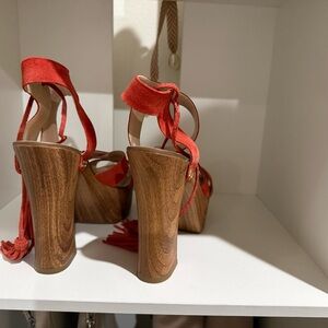 Guess Red Suede Platform Heels